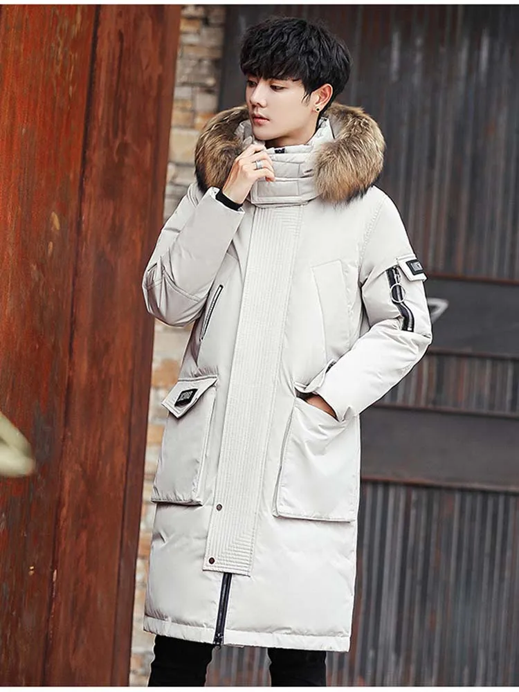 2022 Man's Duck Down Coat Puffy Parkas Big Boys Teen Winter Jacket Real Fur Collar Hooded Windbreaker for Male Plus Oversize 3xl