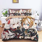 Комплект постельного белья Genshin Impact с 3D принтом для детей, пододеяльник, покрывало на весну и зиму, односпальный Комплект постельного белья большого размера (без простыней)