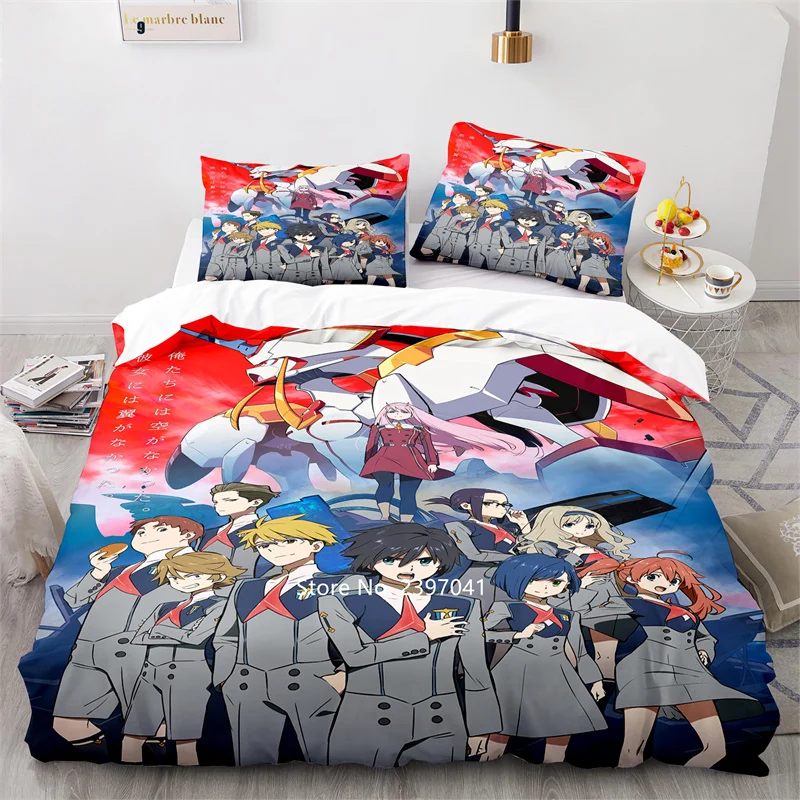

3D Animation Kawaii Red Bedding Children's Down Duvet Cover Pillowcase Girl Pink Bedding King Queen Double King Bedding