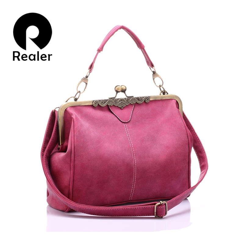 REALER женская сумка с короткими ручками маленькая дамская сумочка на плечо из