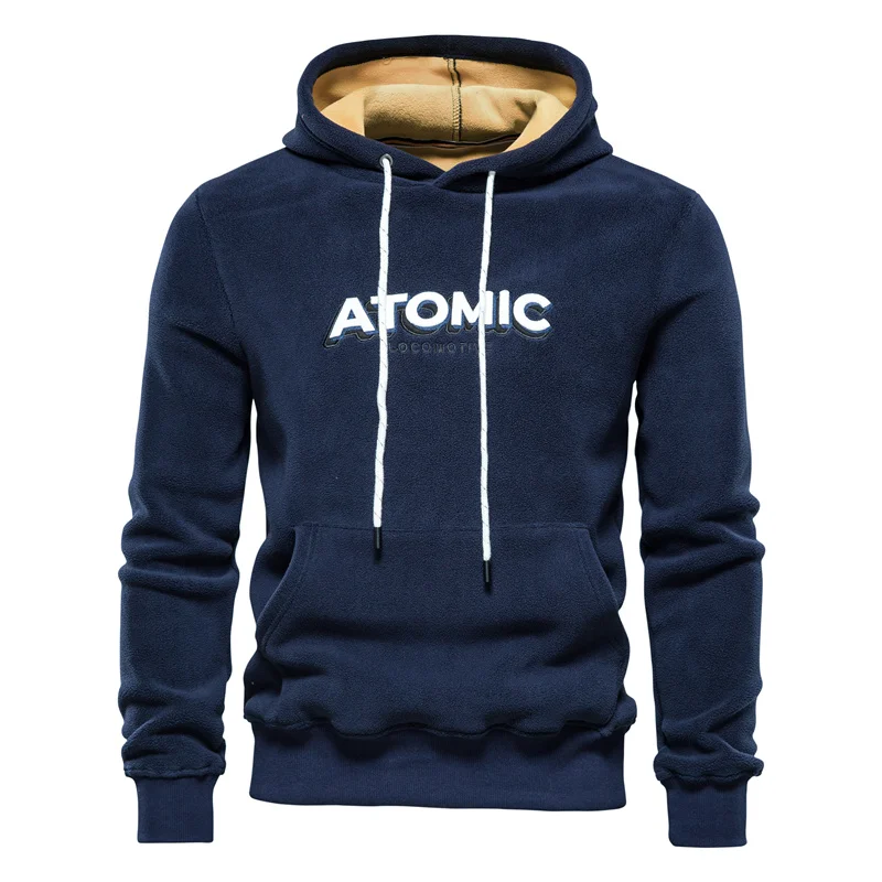 

Спортивные толстовки с принтом, мужские повседневные теплые бархатные толстовки, Мужская Новая осенне-зимняя свободная однотонная мужская...