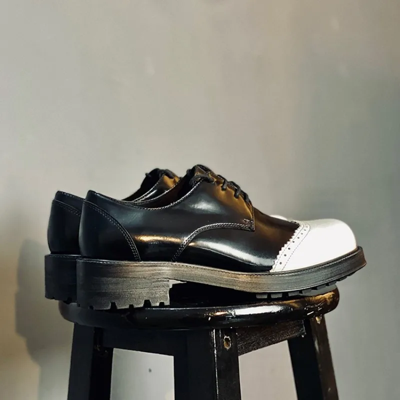 Туфли дерби мужские из натуральной кожи Дизайнерские повседневные на платформе