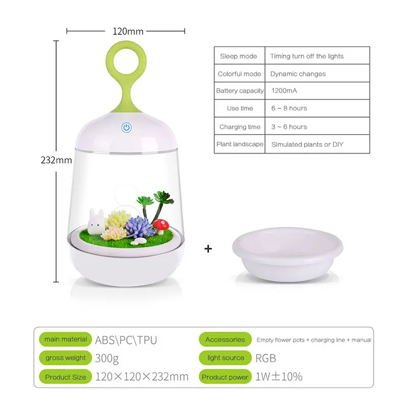 Симпатичный креативный ночник сделай сам для растений лампа с зарядкой через USB