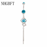 nhgbft long dangle belly bars belly button ring surgical steel body jewelry navel piercing dropshipping