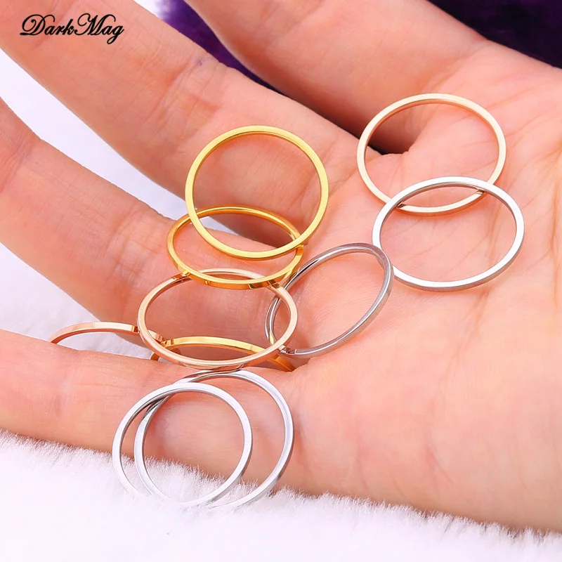 

1 мм тонкие кольца DarkMag, Женские Ювелирные изделия черного, серебристого цвета, цвета розового золота, элегантные вечерние кольца из нержаве...