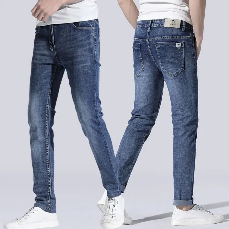 

Spring/Summer jeans men's slim feet Korean style trendy fat pants stretch fashion plus size oversized trousers