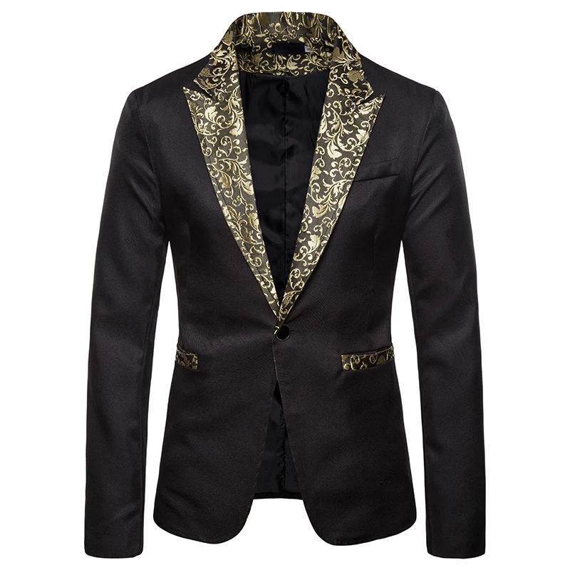 

Unique Design Golden Embroidery Floral Collar Male White Presenter Talicoat Men's New Fashion Party Prom Dancing Blazer Jacket