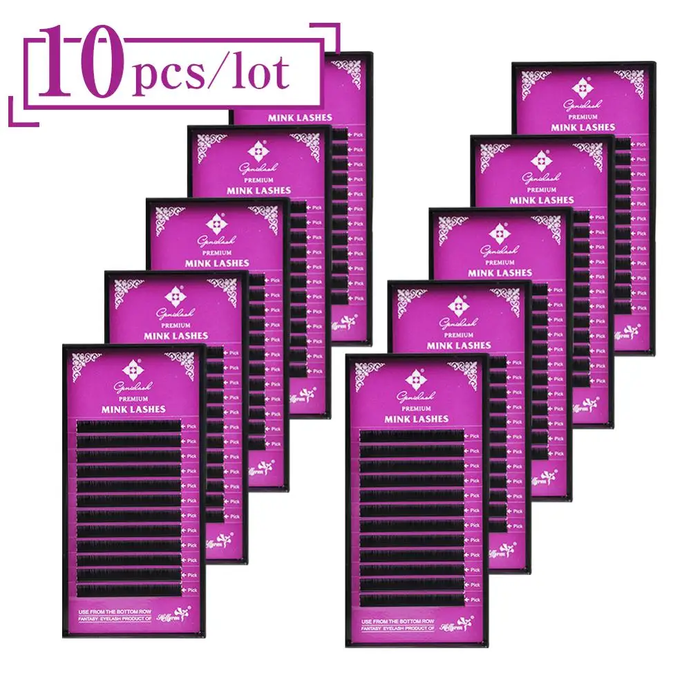 10pcs / Lot Все размеры Норка наращивание ресниц Искусственные ресницы Поддельные ресницы