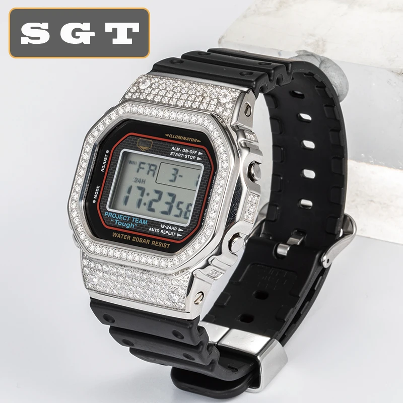 Бриллиантовый ободок ремешки для часов Ремешки для наручных часов DW5600/GW5000/5610 серии браслет подходит для часов из нержавеющей стали