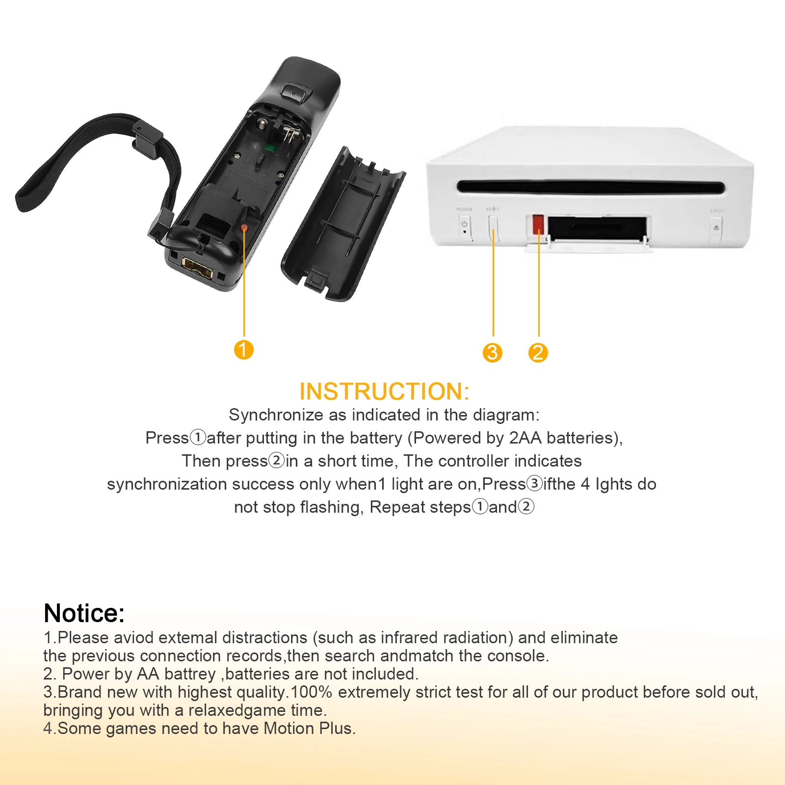 Беспроводной удаленный геймпад Powtree Motion Plus контроллер для Nintendo Wii Nunchuck пульт