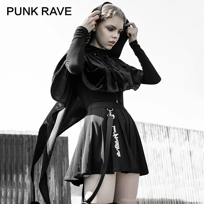 Накидка в готическом стиле для девушек накидка с капюшоном и пушистыми