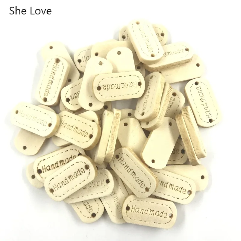 Винтажная деревянная швейная этикетка ручной работы 50 шт./лот 23 5x11 5 мм|Этикетки