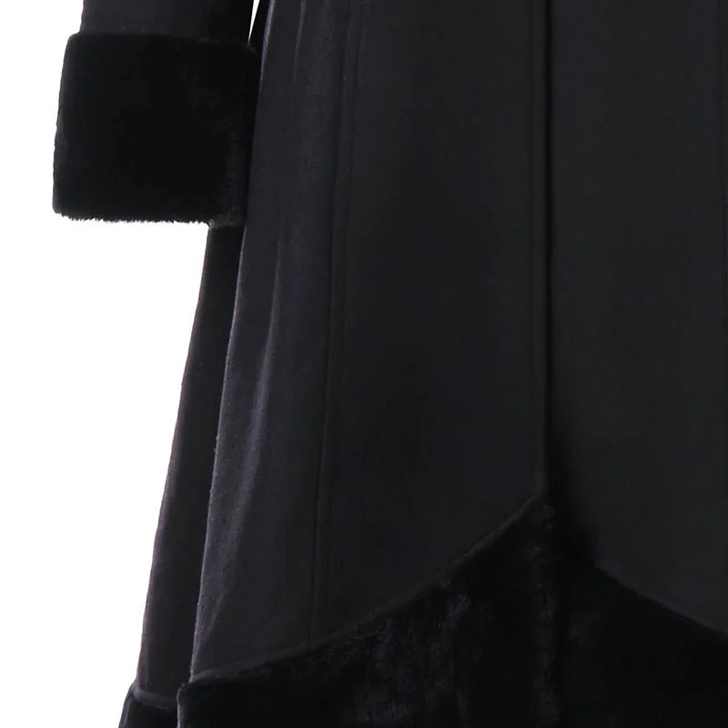 Черное длинное пальто шикарное Женское зимнее шерстяное Свободное в стиле