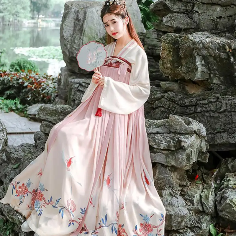 

Женское традиционное китайское традиционное платье Hanfu для косплевечерние, повседневный костюм принцессы hanfu, студенческое платье hanfu для д...