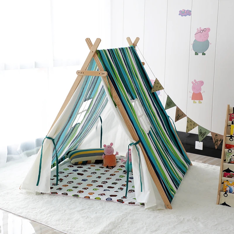 Палатка детская из массива дерева детский вигвам хлопка очень большая для дома и