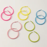 macaron colors paint big round hoops earrings female hip hop geometric rings circle loop earring for women fashion jewelry gifts