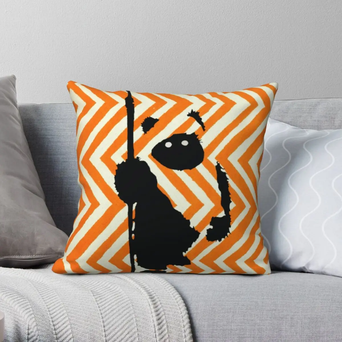 

Наволочка для подушки Ewok, оранжевая, квадратная, из полиэстера и льна, с бархатным узором, на молнии, декоративная, чехлы на подушки для дома, ...