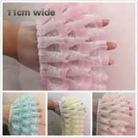 beautiful multi color three layers of chiffon embossed mesh lace trim diy handmade fluffy dress skirt cuffs sewing accessories