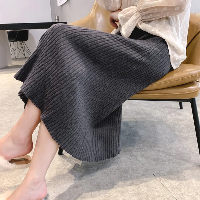 

Sherhure 2020 Autumn Woolen Knitting A-Line High Waist Vintage Women Winter Long Skirt Faldas Jupe Femme Saia