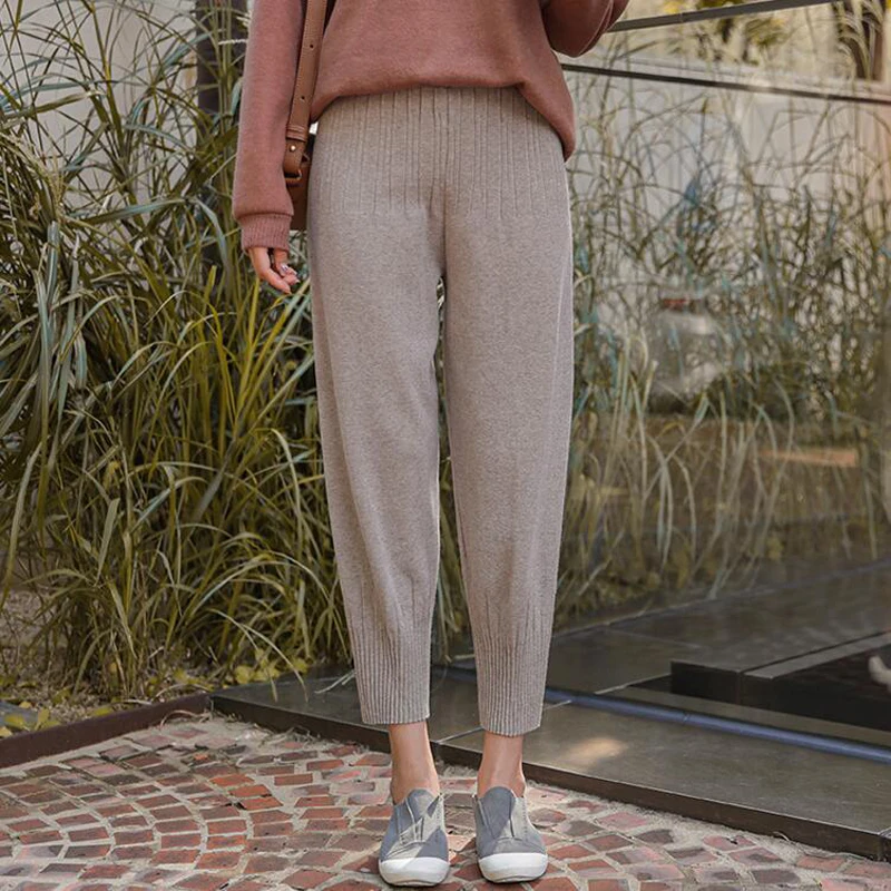 BGTEEVER зимний толстый женский свитер брюки полосатые вязаные высокая талия