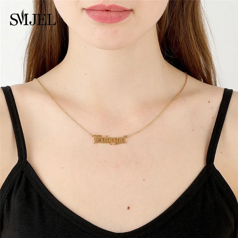 Ожерелье из нержавеющей стали с буквенным принтом колье в английском стиле для