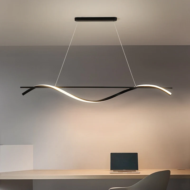 

Modern Minimalist LED Pendant Lights Nordic Dinging Room Island Creative Long Hanging Lamp Restaurant Coffee Bar Office Fixtures