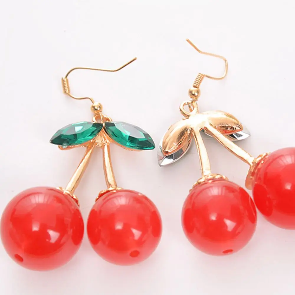 Женская модная вишня висячая Подвеска со стразами ретро серьги-Крючки для ушей