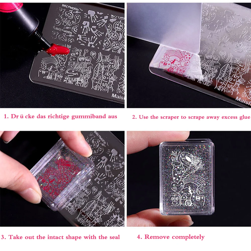 Флуоресцентный лазерный силиконовый штамп для ногтей прямоугольник желе со