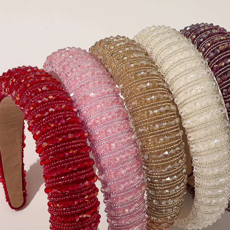 

Luxury Bejeweled Padded Headbands Fashion Luxurious Rhinestones Sponge Hairbands for Women Sparkly Novelty Headbands
