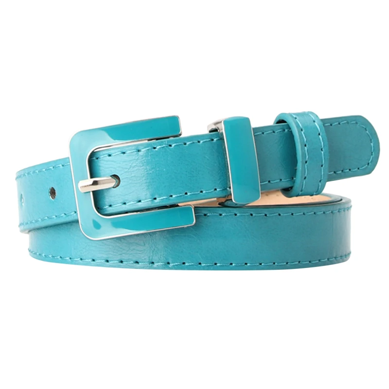 

Designer PU Leather Belt For Women Black Blue Green 2cm Narrow Thin Leather Candy Color Pin Buckle Waist Belts Female