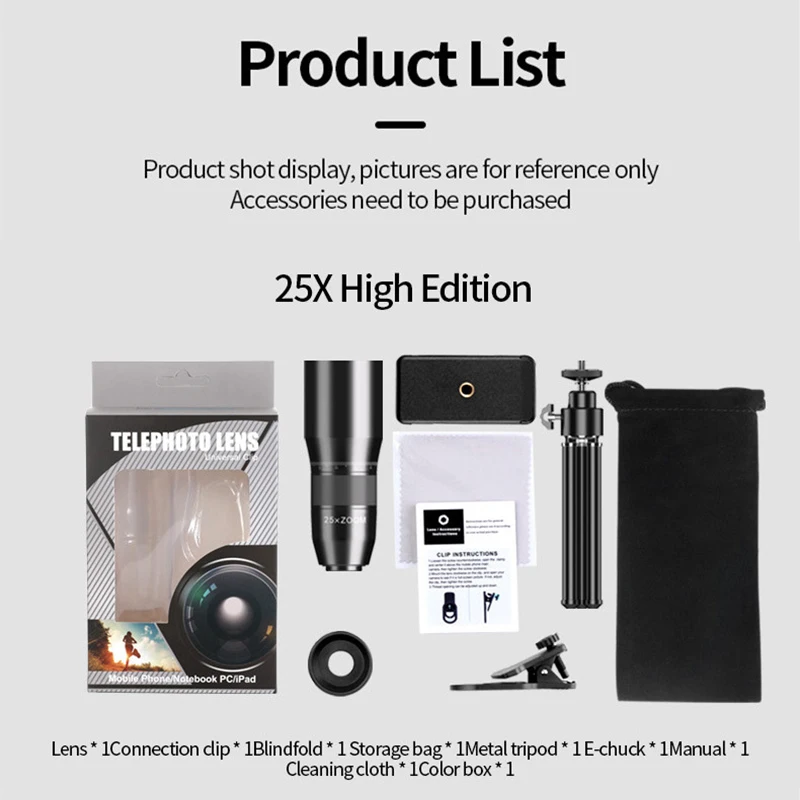 Оптическая линза для телефона TOKOHANSUN HD 25X телеобъектив с увеличением Монокуляр +