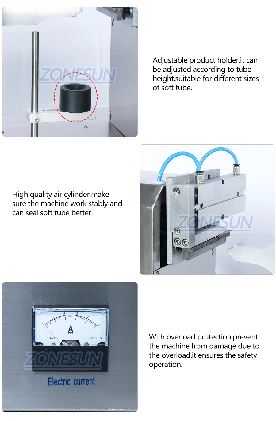 Máquina ultrasónica de sellado de tubos de plástico ZONESUN QDFM-125S 