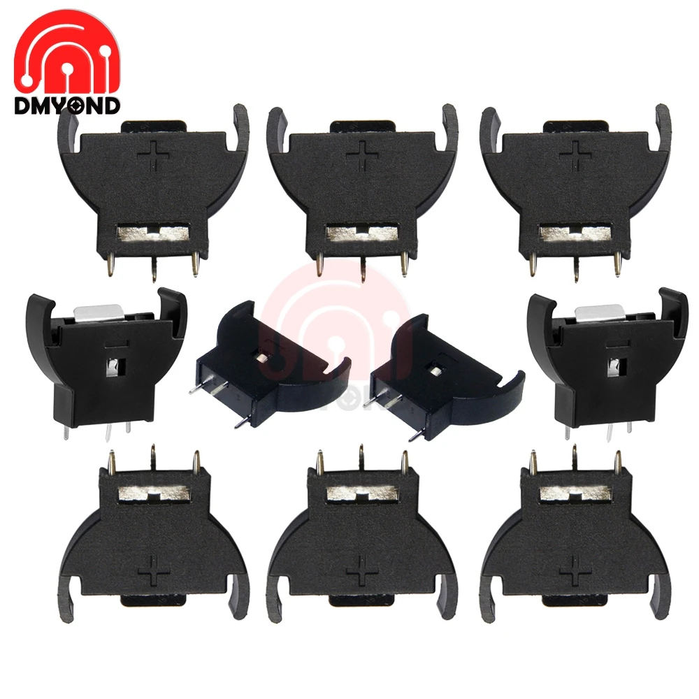 Держатель для батарей CR2032 черная пластиковая коробка 10 контактов вертикальный