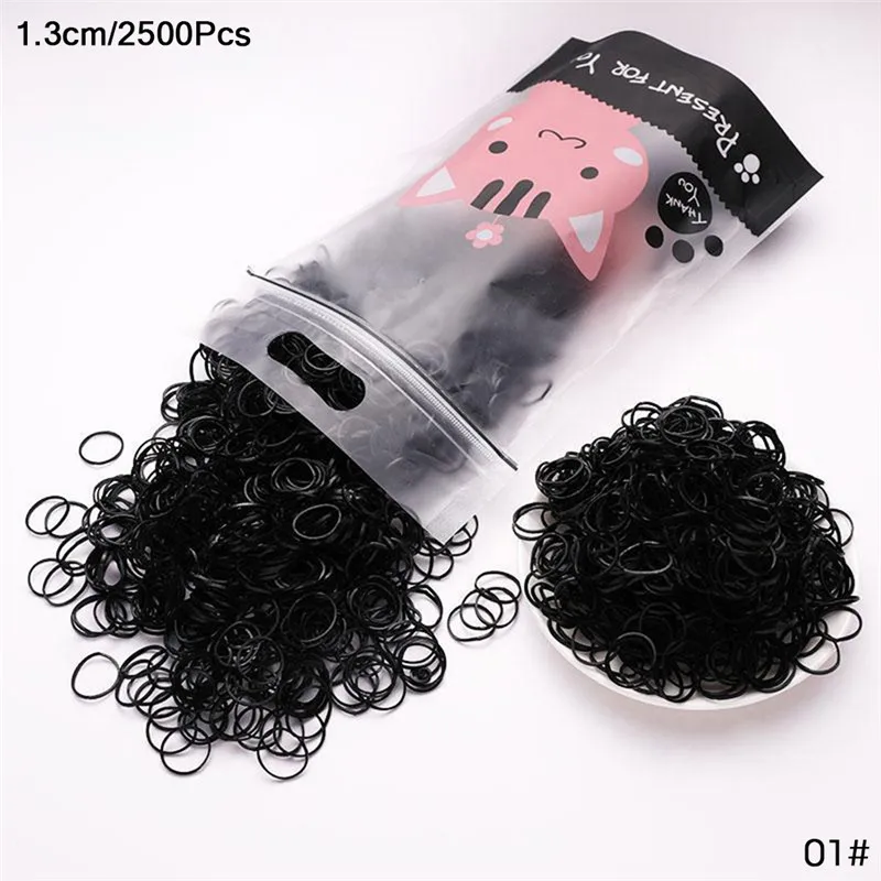 2500pcs 13 200/1000 шт милые цветные кольца для девочек, Одноразовые эластичные резинки для волос, резинка для хвоста, резинки для волос, Детские аксессуары для волос - Цвет: 2500pcs 13