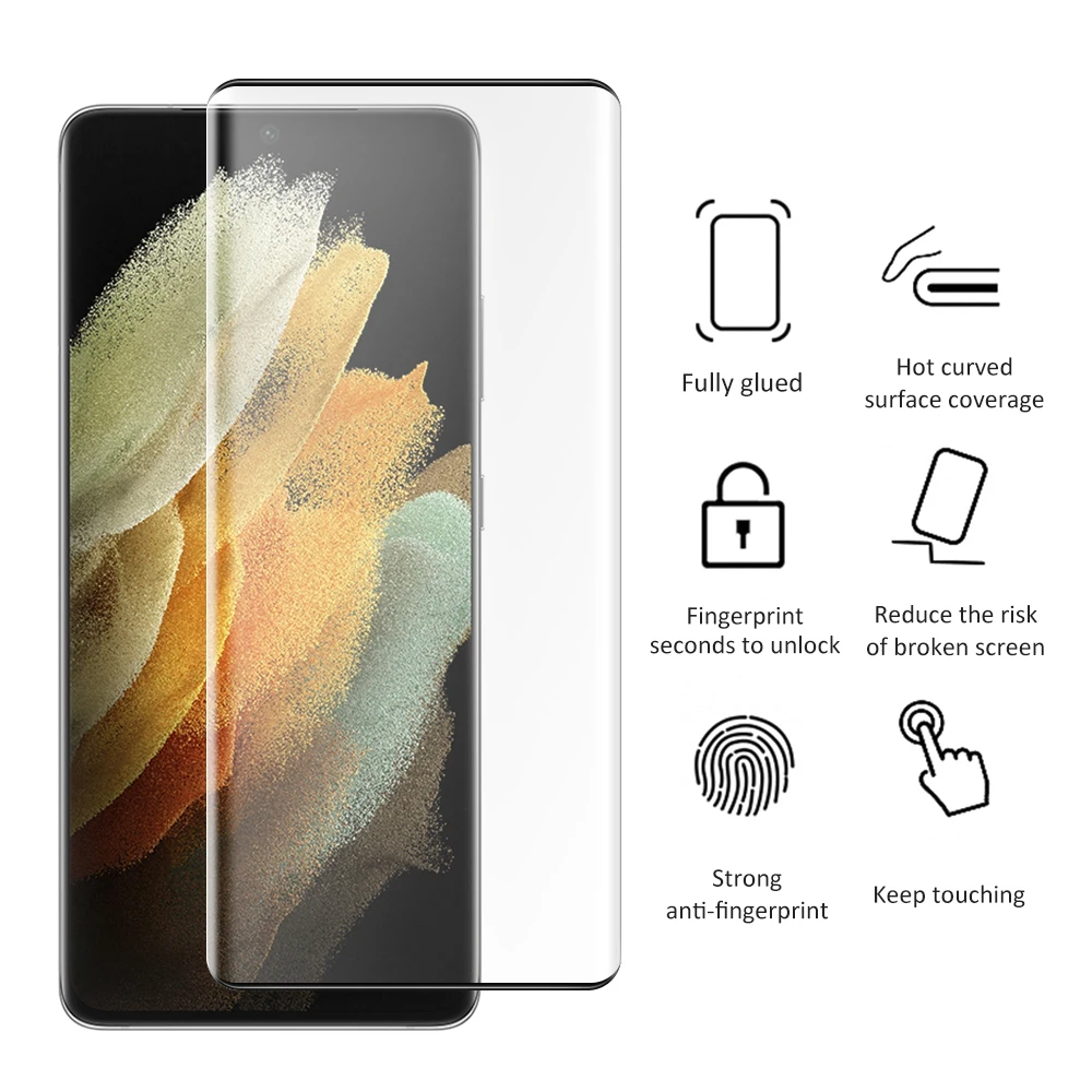 

Curved Tempered Glass For Samsung Galaxy S21 S20 Ultra FE Plus Glass Screen Protector For Samsung S21 Ultra S20 Plus S20 FE Film