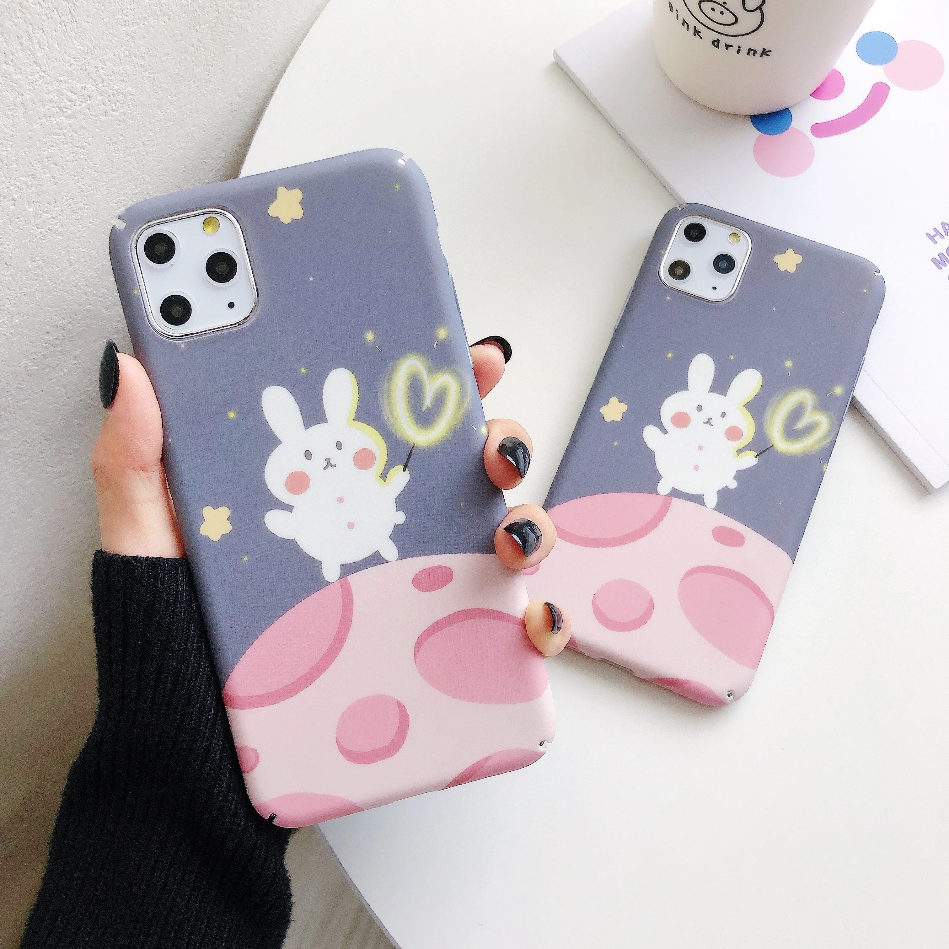 Матовый Жесткий PC чехол для телефона iphone 11Pro MAX X XS XR 8 7 6 6S plus милый кролик матовая