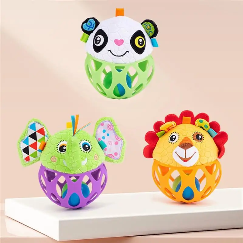 

Baby Rattle Toys Cute Animal Baby Bell Balls Toy Sense Develop Soft Rubber Balls Learning Grip Ball Kids Gift