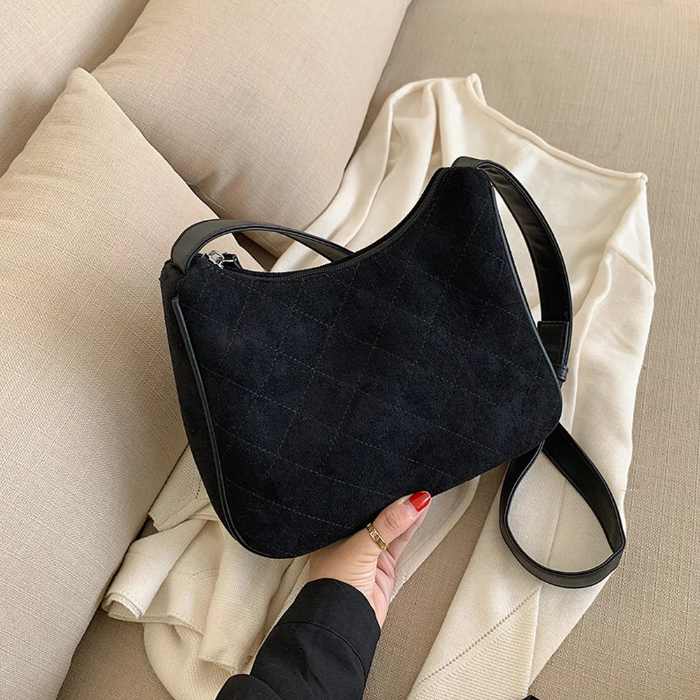 Модная женская замшевая кожаная сумка на плечо для отдыха из нубука через