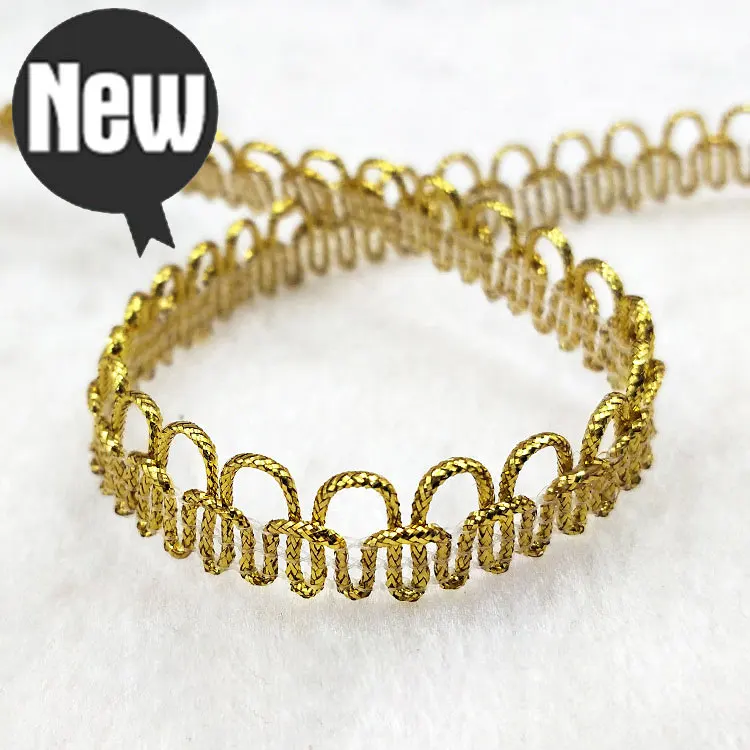 1 м Высококачественная новейшая кружевная ткань аппликация золотистая