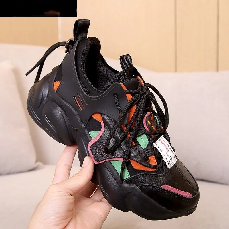 

Fashionable leather sneaker 2021 new soft soles women sports leisure shoes outdoor walking shoes running shoes dad shoes