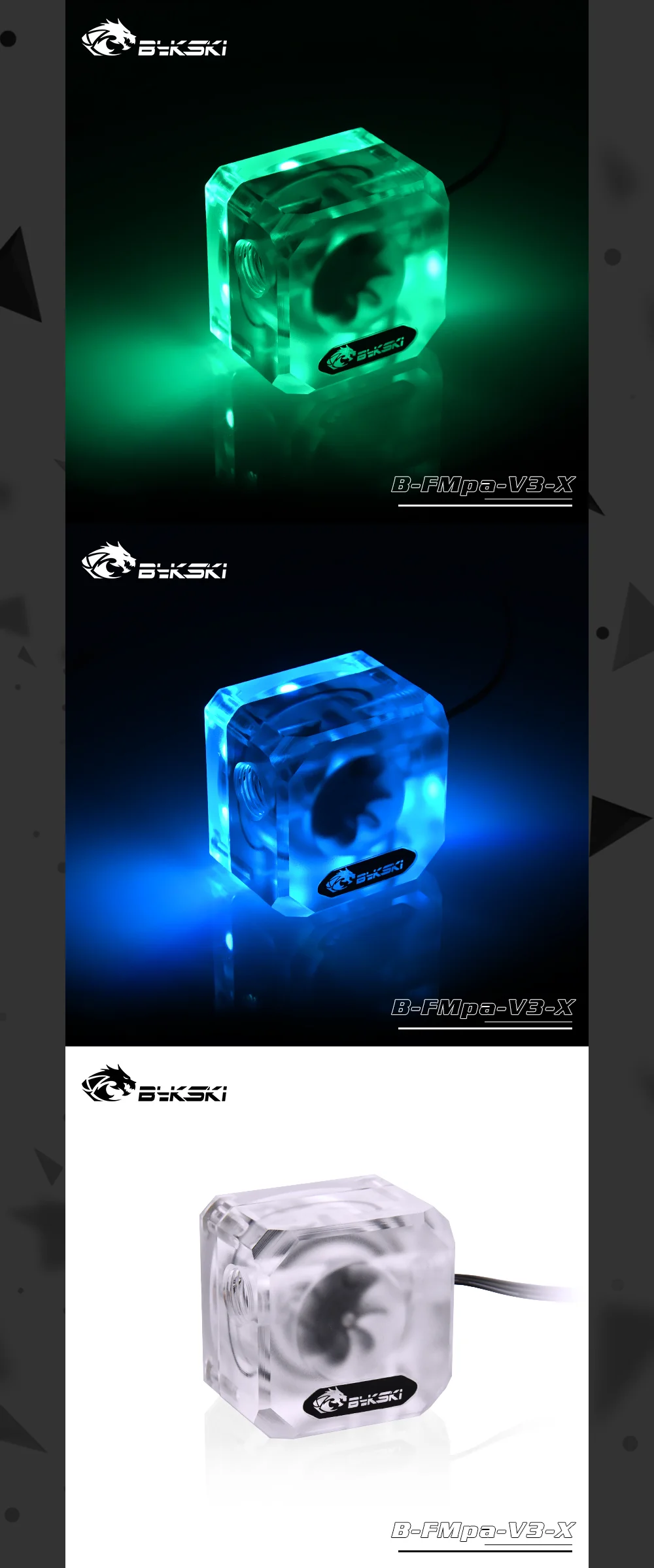 Bykski B-FMpa-V3-X Матовый акриловый поток воды G1/4 RBW(5 v) RGB(12 v) система освещения водяного охлаждения