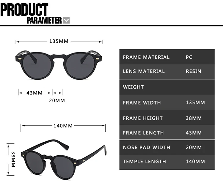 Солнцезащитные очки в круглой оправе UV400 для мужчин и женщин зеркальные