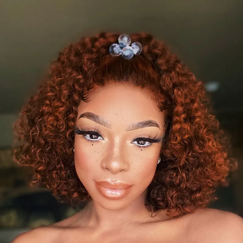 13х4 глубокая волна фронта человеческих волос парики для черных женщин имбирь