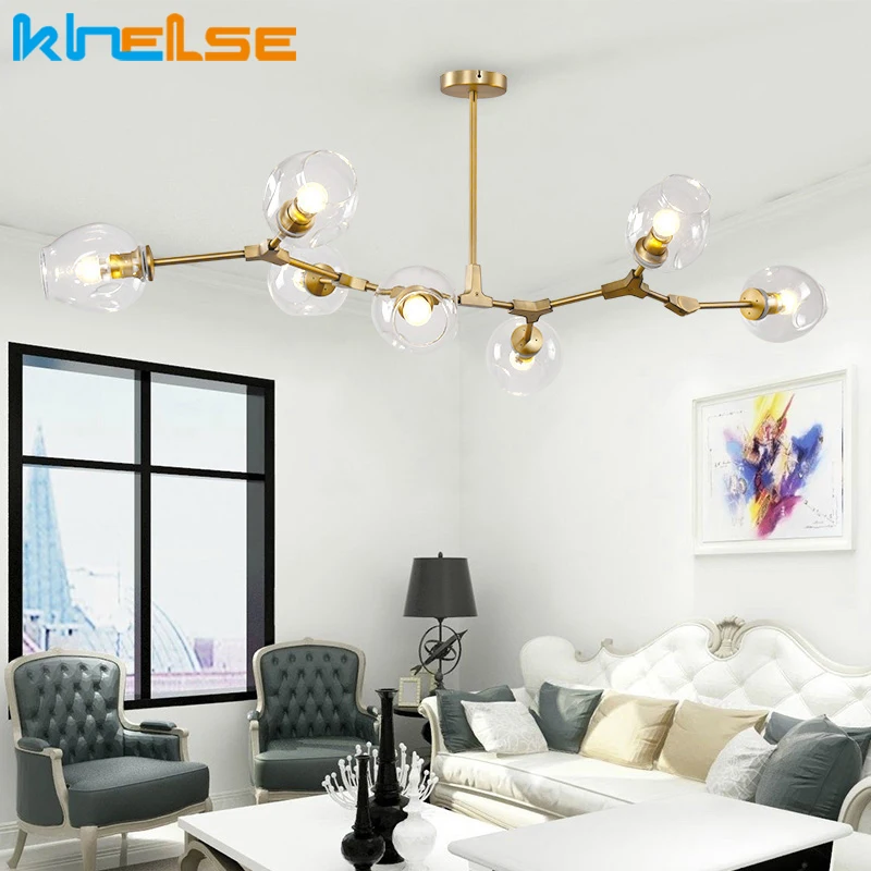 Современный стеклянный подвесной светильник для гостиной спальни Домашний