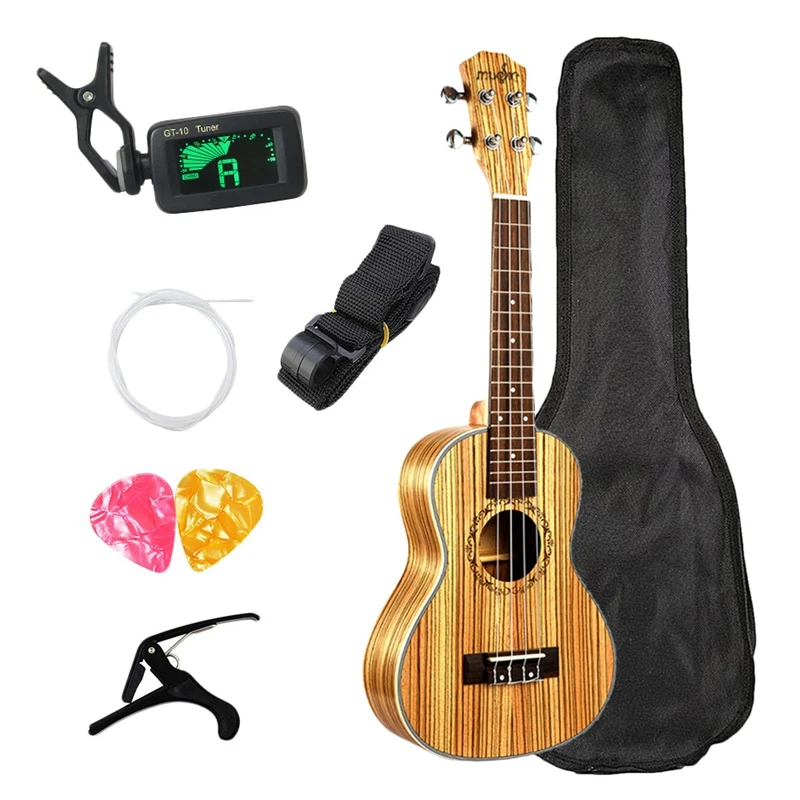 

Концертная Гавайская гитара 23 дюймов Гавайская гитара Zebrawood для начинающих Uke 4 струны Акустическая гитара укулеле гитара с сумкой подарки М...