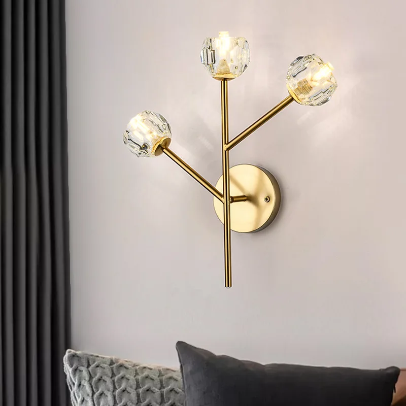 

Gold Flowers G9 Wall Lamps For Bedside Dining Room Aisle Foyer Living Room Villa Gallery Coffee Bar Hallway Indoor Home Sconce