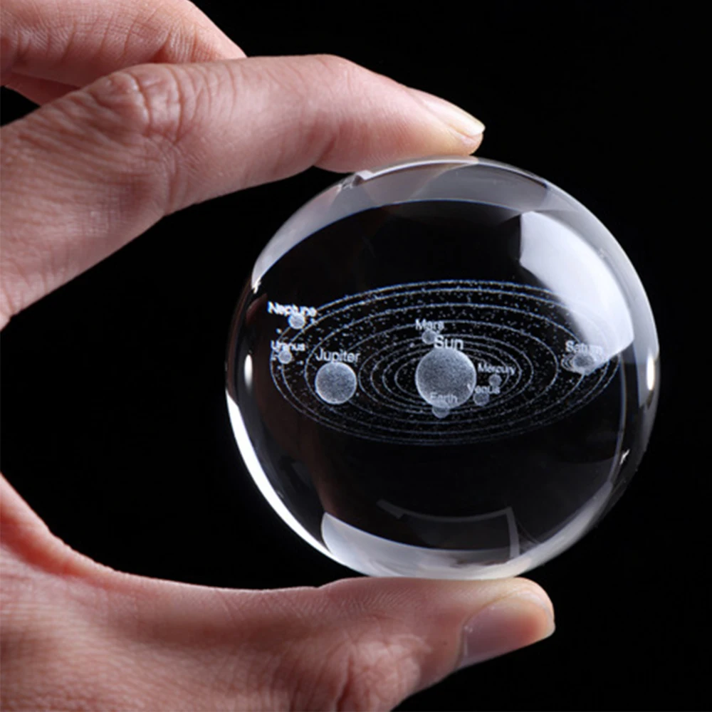 

6cm Crystal Ball With Stand for Shooting Solar System Planet Astronomy Glass Ball Decoration Gift Crystal Spheres Pediatal