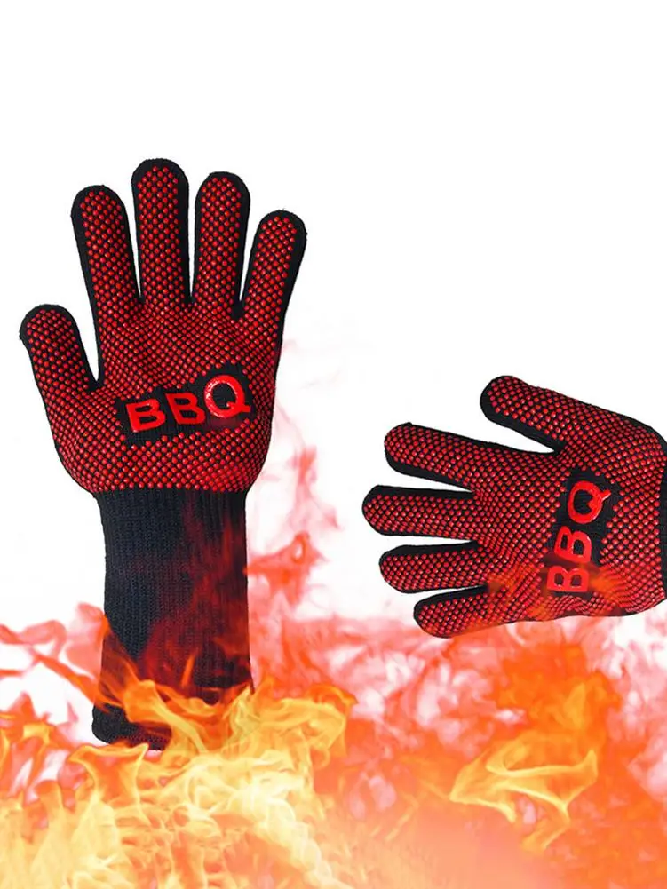 

BBQ Gloves Heat Resistant Grilling Oven Gloves Kitchen Oven Baking Insulation Non-slip Flame Retardant Gloves For Baking Cooking