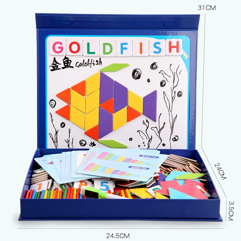 

200+Pcs Wooden Jigsaw Puzzle Draw Board Set Multifunctional Colorful Baby Montessori Educational Toys For Children Learning Toy