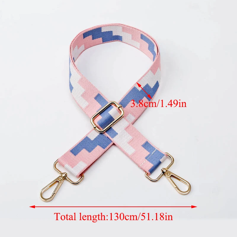 

Geometric Print Adjustable Obag Straps Nylon Bag Strap Belt Hanger Handbag Accessories for Women Decorative Shoulder Bag Handle